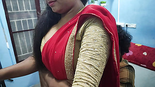 Mallu girl hot red half saree romance and sex with boy friend