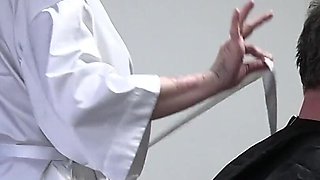 Naked MILF Barber Strips & Shaves