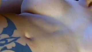 Brunette babe with big tits fucks outdoors