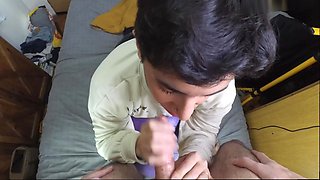 Blowjob and Facial on a Physio Ball
