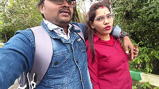 Indian Desi Girl Kissing Scenes and Boobs Press by Her Boyfriend in Forest