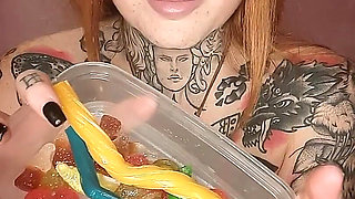 Maid Stuffs Mouth with Sweettreats