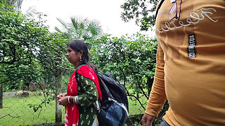 College Girl Came to Roam with Your Boyfriend - Told the Clan to Go to College - Outdoor Forest Village Bhabhi Sex Full Night.