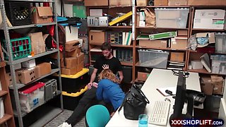 Female mall officer punish fucks a shoplifter dude