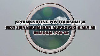 Sperm Snorting Pov Foursome W Sexy Spinners Megan Murkovski & Mia Mi - Immoral Pov 4K