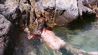 Sexy Siren Appears in the Water for a Public Blowjob