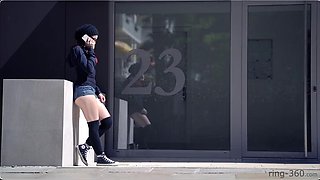 Punk slut shows off her thick ass in public for anyone that wants to look: Porn