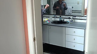 I Found My Stepson Jerking off and I Let Him Cum on My Ass with My Jeans on