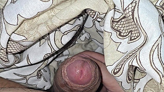 Step mom pulled out step son dick under the blanket and handjob him hard
