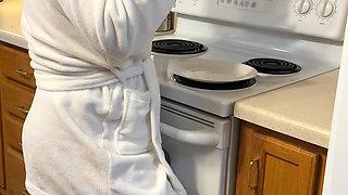 POV Silly Wife Used in Kitchen Footjob and Amazing Sex