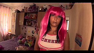 In My Pink Cheerleader Outfit, I Teased Myself on a Bed Full of Plush Toys. Then Got Taken From Behind and Made the Wette...