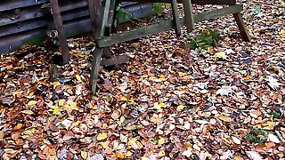 Twisting and hitting nipples in front of the forest hut