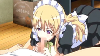 Hentai maid sucking bigcock and swallowing cum