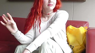 Busty Redhead Teen Strips and Gets Fucked On Red Lingerie At Casting Call!