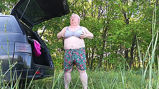 Masturbating Her Pussy in Nature