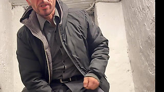Slutty gentleman's Ass training in public spaces in suit