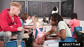 ADULT TIME - Slutty Student Haley Spades AIRTIGHT Fuck  BUKKAKE FACIAL From Losers In Detention!