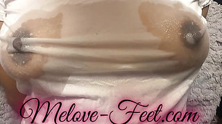 Melove Really Sexy Boobs in Oil showing long nipples