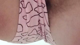 I masturbate my hairy pussy under the table in class