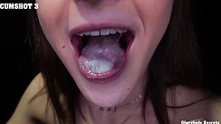 Horny Brunette Sucks Hung White Cock Through Gloryhole To Facial