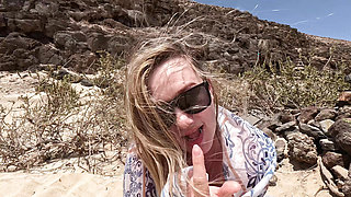 Small pussy and natural tits milf pov flashing on public beach