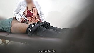 Lady doctor checking patient in hospital