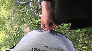 Blonde Teen Alisa Lovely Sucks Cock and Swallows Cum on a Forest Bike Ride POV