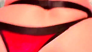 Teasing fucking in red velvet lingerie