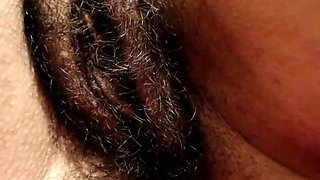 Big mature hairy cunt and gentle clit, amateur close-up