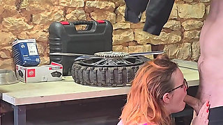 Wild Anal Duet in the Garage - My Husband Fucks Me While a Fan Films Me and Gets Sucked