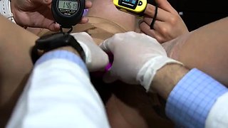 The doctor makes her cum