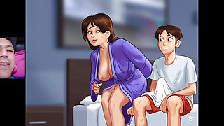 My mother-in-law finds me masturbating with her intimate paws and lets me masturbate looking at her tits😍