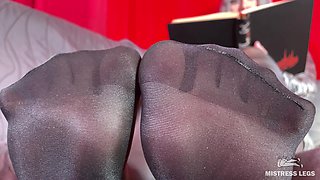 My Feet in Opaque Gray Pantyhose Teasing You Part-1