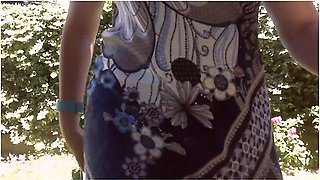 Nicoletta Sunbathes In A Public Garden Wearing A Big Dirty Diaper