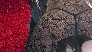 Two Hot Halloween Sluts Make a Big Dick Guy Comes Like a Fountain in Halloween Costumes Before the Party