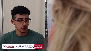 MY FRIENDS HOT MOM Horny MILF Tiffani Madison plays with her dildo and her son's friend's cock