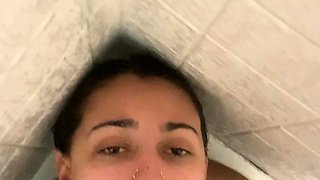 Beautiful Brunette Big Boobs Rides Fake Cock