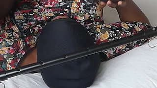 Kinky African MILF Chain Stuffed and Self Peeing.