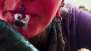 Public Blowjob and Big Load of Cum on Face