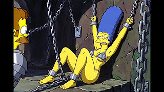 Slut in Chains Takes His Cum. Erotic Fantasy. Cartoon Parody of the Simpsons