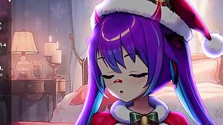 Brunette cums to hentai