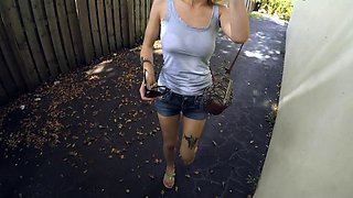 Amateur Blonde Blowjob handjob and cumshot