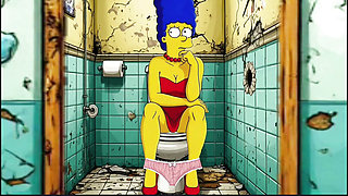 Married Housewife Gets Fucked In A Public Dirty Restroom. Cartoon. Simpsons Parody.