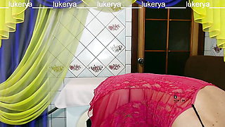 Hot housewife Lukerya records flirting clips, sits on the washing machine, chats merrily and shows naked striptease.