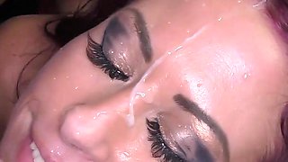 Red and Blue Haired Sluts From UK Enjoying Facials