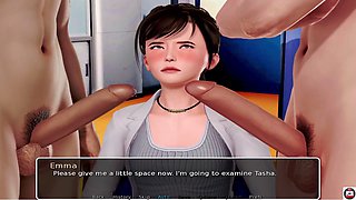 Adult visual novel adventure on the train featuring college girls