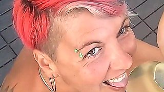 Swallowing Cum & Piss Cock-tail From a Condom