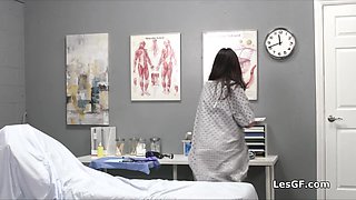 Patient squirts over large-breasted doctors