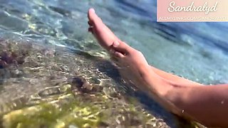 Spanish Teen Sandralydx Teases Her Wet Pussy on Beach Outdoor POV