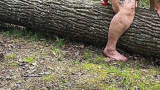 Pussy Pleasing Tree Log Squirting Fat Hog